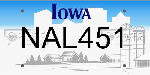 NAL451 Iowa License Plate