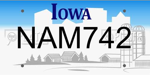 NAM742 Iowa License Plate