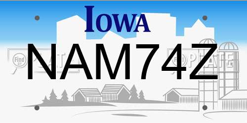 NAM74Z Iowa License Plate