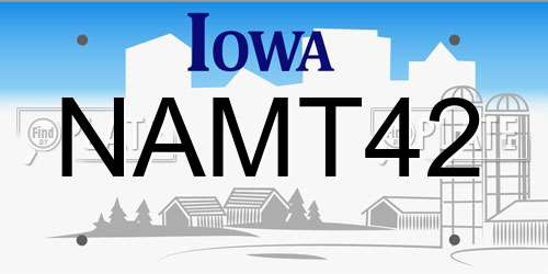 NAMT42 Iowa License Plate