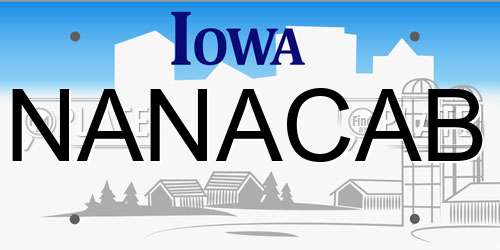 NANACAB Iowa License Plate