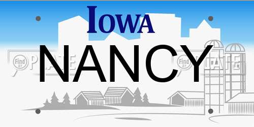 NANCY Iowa License Plate