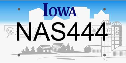 NAS444 Iowa License Plate