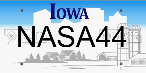 NASA44 Iowa License Plate