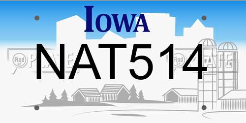 NAT514 Iowa License Plate