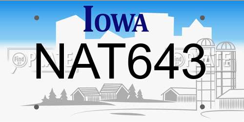 NAT643 Iowa License Plate