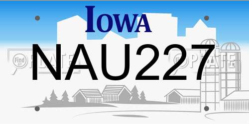 NAU227 Iowa License Plate