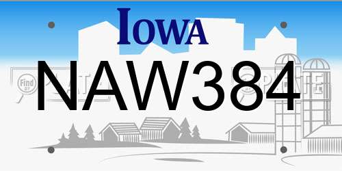 NAW384 Iowa License Plate