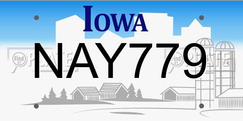 NAY779 Iowa License Plate