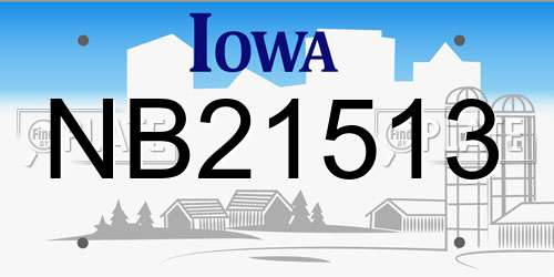 NB21513 Iowa License Plate