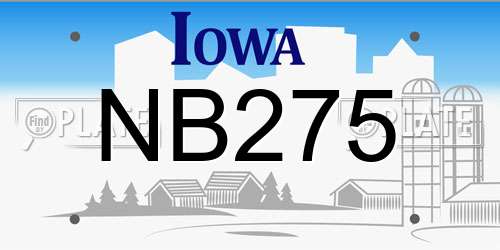 NB275 Iowa License Plate