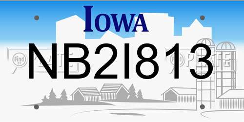 NB2I813 Iowa License Plate
