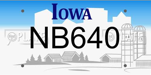 NB640 Iowa License Plate