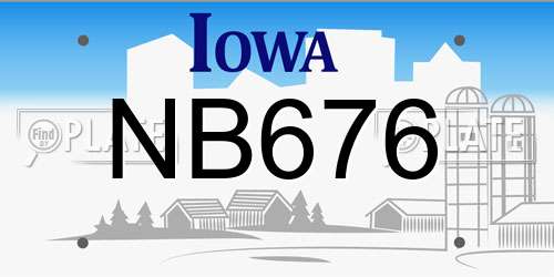 NB676 Iowa License Plate