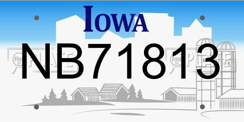NB71813 Iowa License Plate