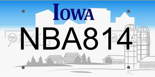 NBA814 Iowa License Plate