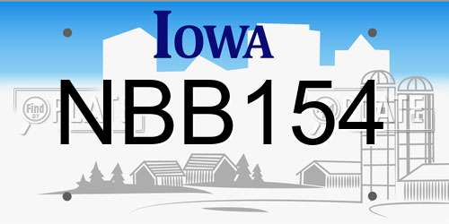 NBB154 Iowa License Plate