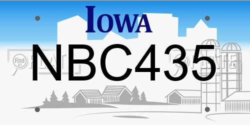 NBC435 Iowa License Plate