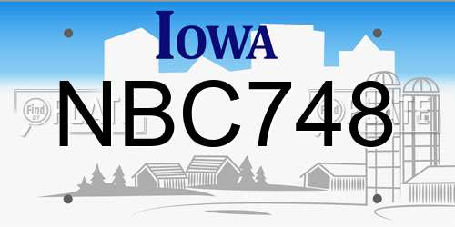NBC748 Iowa License Plate