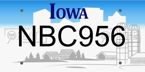 NBC956 Iowa License Plate