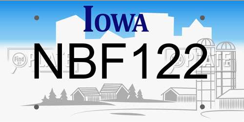 NBF122 Iowa License Plate