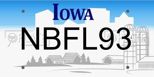 NBFL93 Iowa License Plate