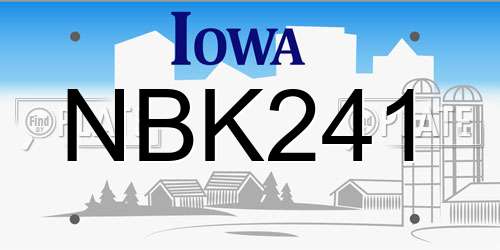 NBK241 Iowa License Plate