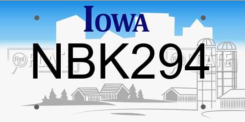 NBK294 Iowa License Plate
