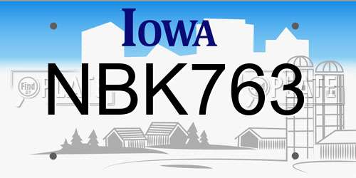 NBK763 Iowa License Plate