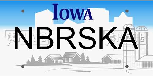 NBRSKA Iowa License Plate