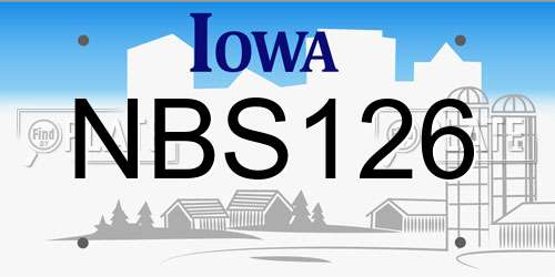NBS126 Iowa License Plate