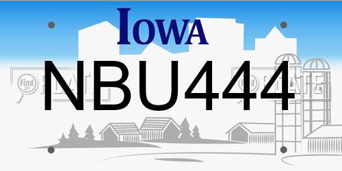 NBU444 Iowa License Plate