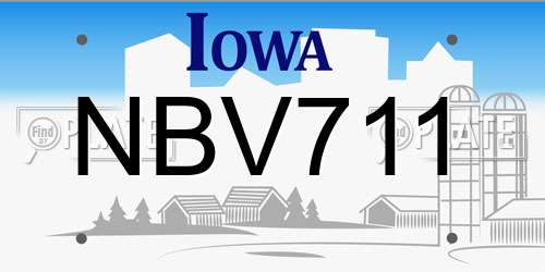 NBV711 Iowa License Plate