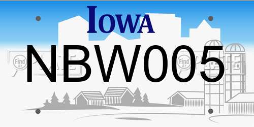 NBW005 Iowa License Plate