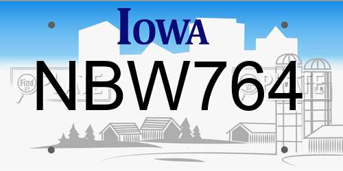 NBW764 Iowa License Plate