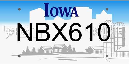 NBX610 Iowa License Plate