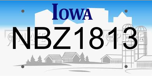 NBZ1813 Iowa License Plate