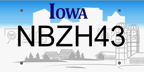 NBZH43 Iowa License Plate