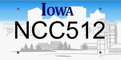 NCC512 Iowa License Plate