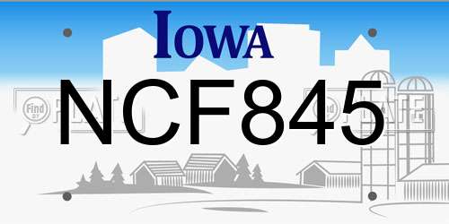 NCF845 Iowa License Plate