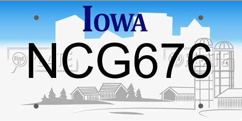 NCG676 Iowa License Plate