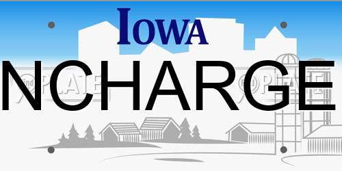 NCHARGE Iowa License Plate