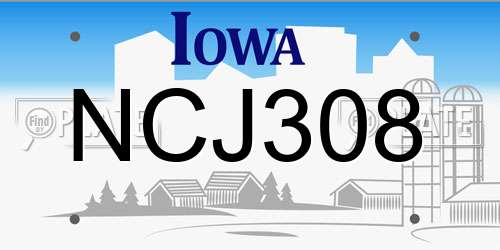 NCJ308 Iowa License Plate