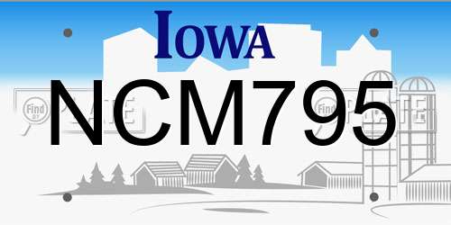 NCM795 Iowa License Plate