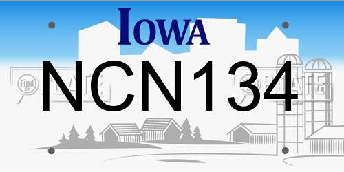 NCN134 Iowa License Plate