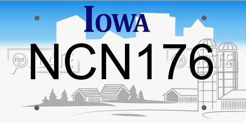 NCN176 Iowa License Plate