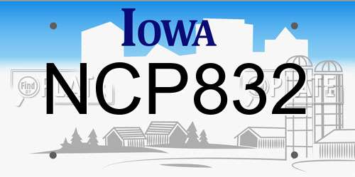 NCP832 Iowa License Plate