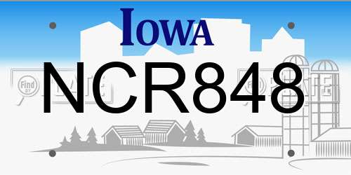 NCR848 Iowa License Plate