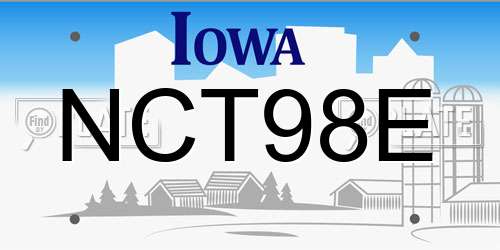 NCT98E Iowa License Plate