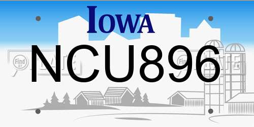 NCU896 Iowa License Plate